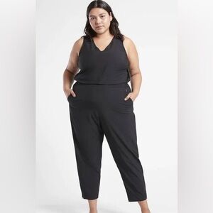 NWT Athleta Brooklyn Jumpsuit Black Plus Size 20 Ankle Length Athleisure Spring